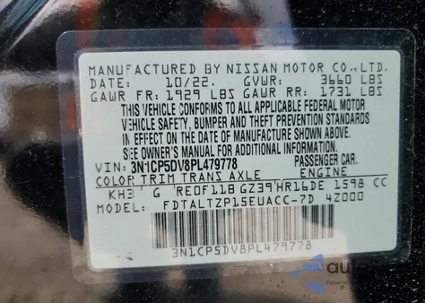 2023 Nissan Kicks Sr from USA, damaged, VIN 3N1CP5DV8PL479778